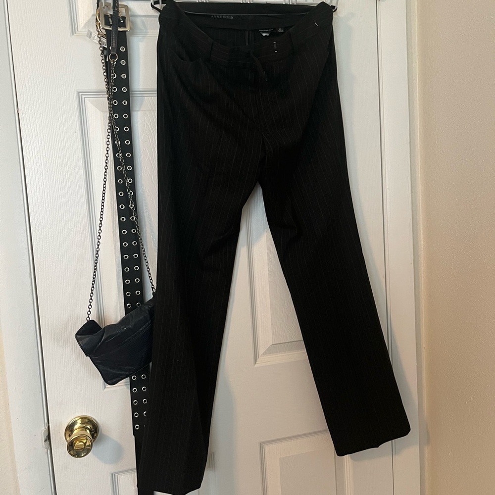 striped business casual pants 2P. For petite woman. Wide leg
